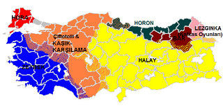 A map of Turkish Folk Dance origins